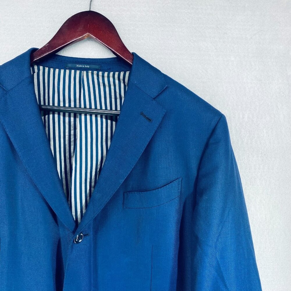 Ermenegildo Zegna Blazer Mens 42R Blue Wool Mil Easy Sport Coat Jacket - Picture 3 of 14